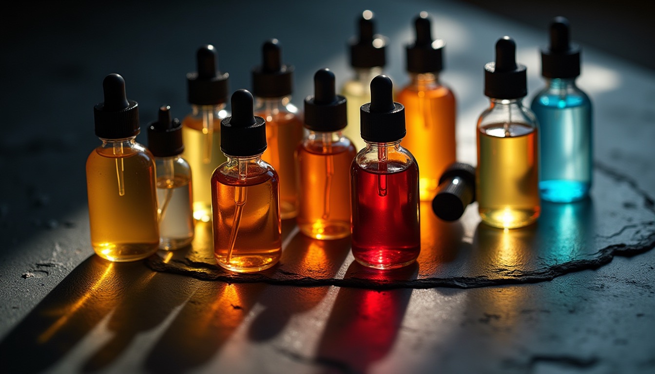 Collection flacons e-liquides colorés