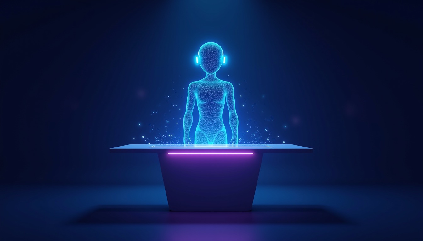 Interface chatbot IA holographique futuriste