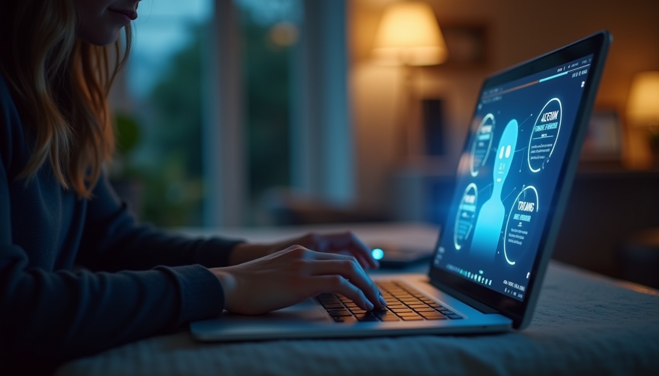 Personne utilisant une IA sur laptop