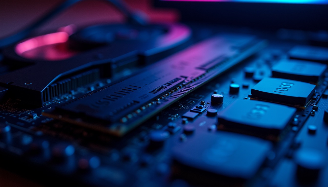 Intérieur de PC portable gaming avec RAM et système de refroidissement