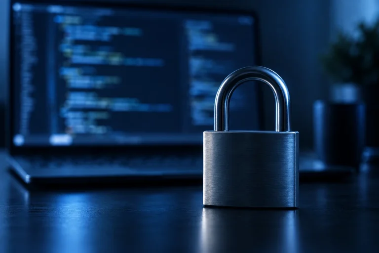 Cadenas et flux de donnees chiffres sur un ecran